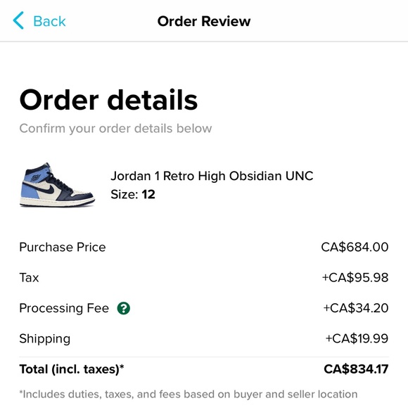 Air jordan 1 UNC Obisidian Size 12 - Picture 7 of 7
